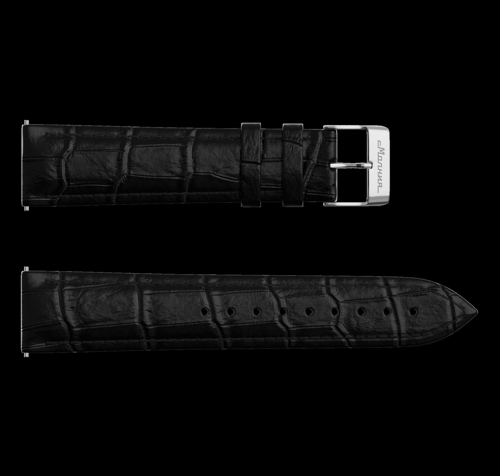 Ремешок Молния из натуральной кожи 20 мм черный