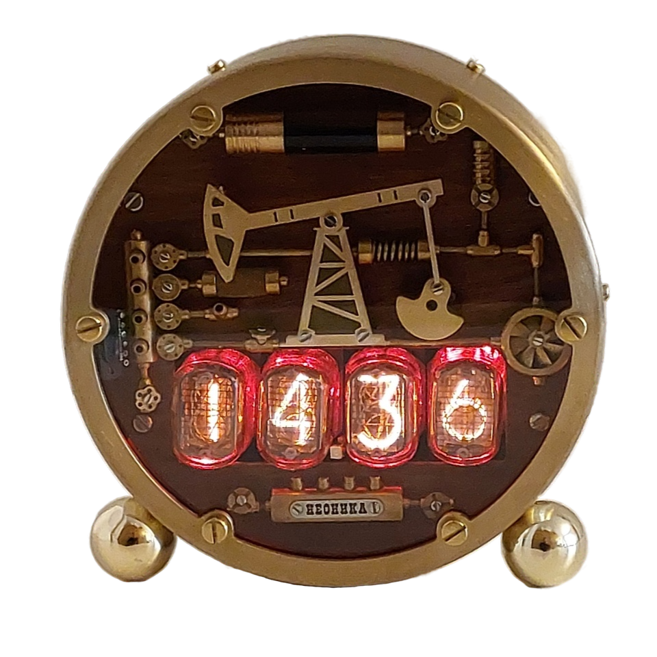 Настольные ламповые часы Nixie clock Neonica Нефть